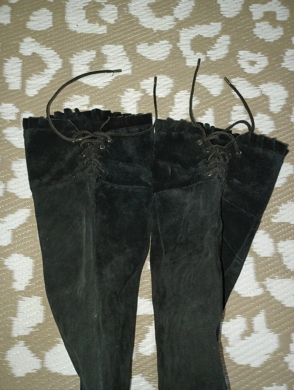 Women’s Black Suede Knee-High Heeled Boots